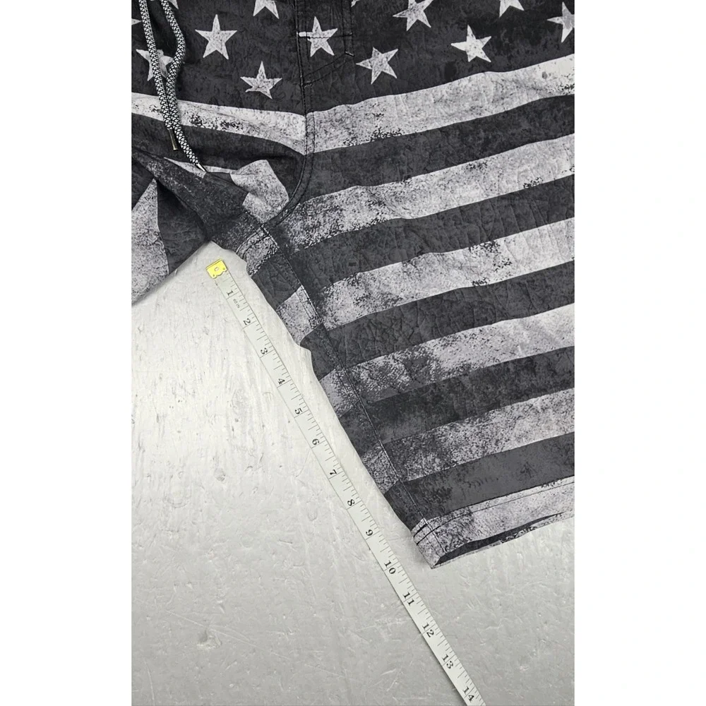 Affliction Boardshorts Mens 33‎ Black American Flag Grunge Punk Y2k Swim Trunks